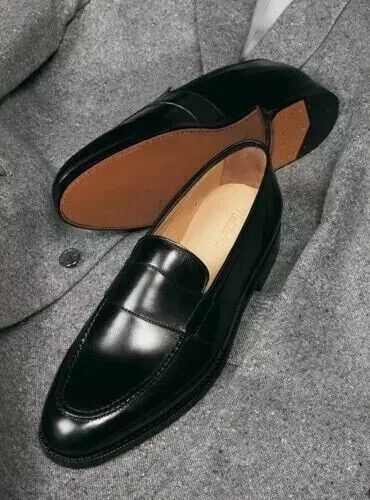 Check out Handmade Men's Black Round Toe Formal Slip On Dress Shoes, Real Leather Shoes, the latest item I added on eBay! #eBay #eBaySeller Mans Shoe, Black Loafer Shoes, Spectator Shoes, Loafer Shoes For Men, Mens Black Dress Shoes, Quality Leather Boots, Gentleman Shoes, Leather Formal Shoes, Custom Design Shoes