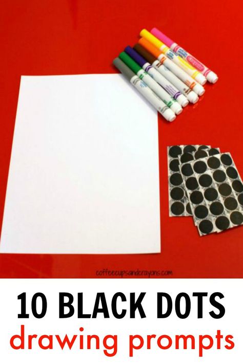 Ten Black Dots Art Activity. Fun drawing prompts for kids! Ten Black Dots, Simple Art Activity, Kindergarten Art Lessons, Author Study, Drawing Prompts, Dot Day, Study Ideas, Easy Arts And Crafts, Art Activity