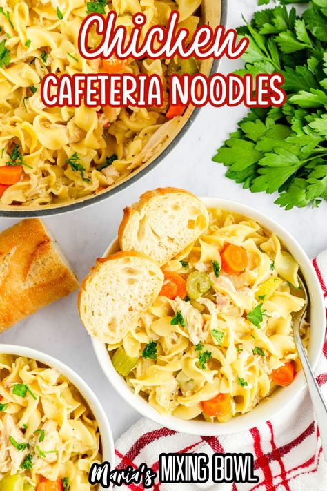 Cafeteria Noodles, Egg Noodle Recipes, Cafeteria Food, Pasta Meals, Chicken Tortellini, Soup Base, Pasta Chicken, Chicken Veggies, Dinner Entrees