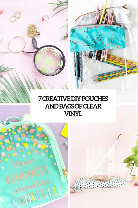 Diy Vinyl Pouch, Clear Pouch Diy, Vinyl Pouches Tutorial, Sewing Vinyl Bags, Clear Vinyl Pouches Tutorials, Clear Vinyl Bag Pattern, Diy Pouch Bag, Diy Pencil Case, Diy Pencil