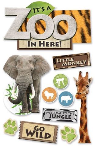 Zoo 3D Glitter Scrapbooking Stickers Safari Scrapbook, Sticker Machine, Paper House, Photo Stickers, Puffy Stickers, 3d Stickers, Little Monkeys, Scrapbook Embellishments, Scrapbooking Embellishments