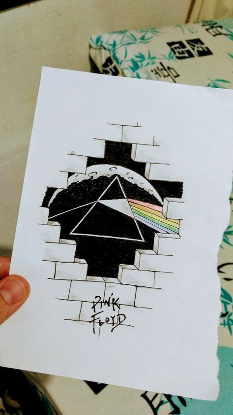 Dark Side Of The Moon Tattoo, Dark Side Of Moon, Pink Floyd Tattoo, Pink Floyd Art, Dark Side Of The Moon, Desenho Tattoo, Sketch Inspiration, Pencil Art Drawings, Trippy Art