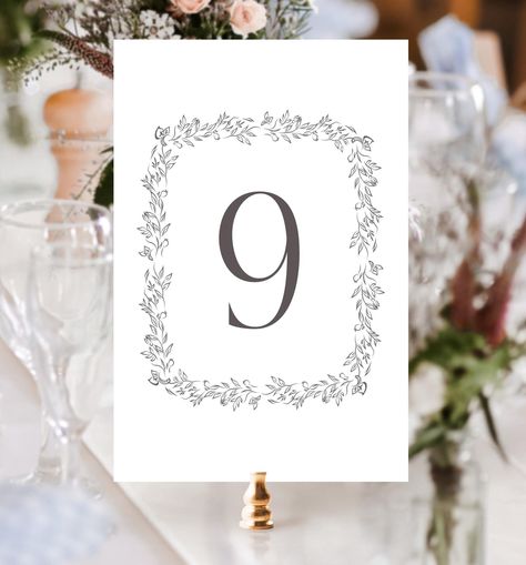 Vintage Botanical Table Numbers Premade Template, Editable Vintage Table Numbers, Wedding Reception Table Numbers, Wedding DIY These Vintage Botanical premade table numbers template has 1 until 12 numbers and easily editable in Canva.  You will get 2 Files Instant Digital Download Includes : - 4x6" and 5x7" Table Number Template and How to Edit in Canva - How to Download The Template *Find Matching Clarissa Collection Items here : https://www.etsy.com/shop/RosebellePaperie?ref=seller-platform-mcnav&section_id=51138074 ↠ HOW TO DOWNLOAD 1. Purchase the template. 2. Once your purchase is confirmed, you'll receive a link to a PDF. Open the link in the PDF to access your template. 3. Open your Canva Account or make a Free Canva account  You can start editing your template in Canva. 4.Download Vintage Table Numbers, Reception Table Numbers, Flower Table Numbers, Table Numbers Wedding Diy, Numbers Template, Table Number Template, Wedding Reception Tables, Table Vintage, Wedding Diy