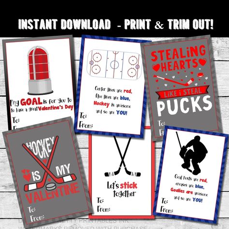 Hockey Valentines Cards, Valentines Cards Kids, Hockey Valentines, Kids Valentines Cards, Valentines Poems, Classroom Valentine Cards, Pretty Printables, Printable Valentines Cards, Kids Valentines