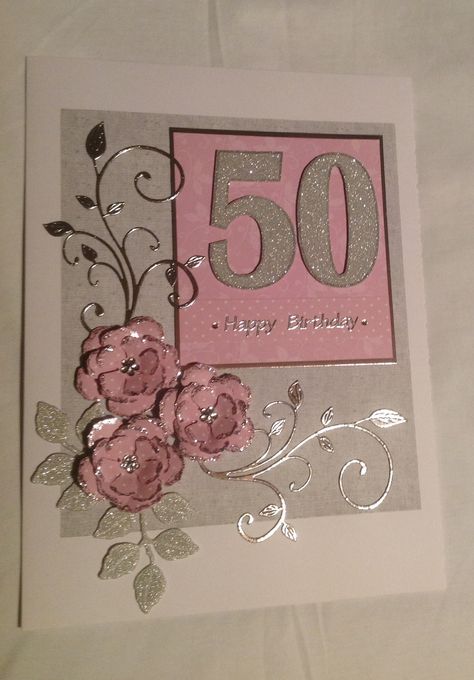 50th Bday Cards Women, Female 50th Birthday Cards, Female 50th Birthday Cards Handmade, Handmade 50th Birthday Cards For Women, 50th Birthday Cards Handmade, Handmade 50th Birthday Cards, Stampin Up 50th Birthday Cards Female, 50th Birthday Card For Women, 50th Birthday Card Ideas For Women