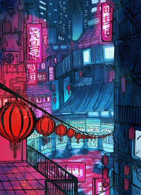 City Scenery Art, Cyberpunk Cityscape Art, Cyberpunk Street Concept Art, Cyberpunk City Illustration, Cyberpunk Painting Acrylic, Cyberpunk City Drawing, Cyberpunk City Background, Cyberpunk Skyline, Japanese Cyberpunk Aesthetic