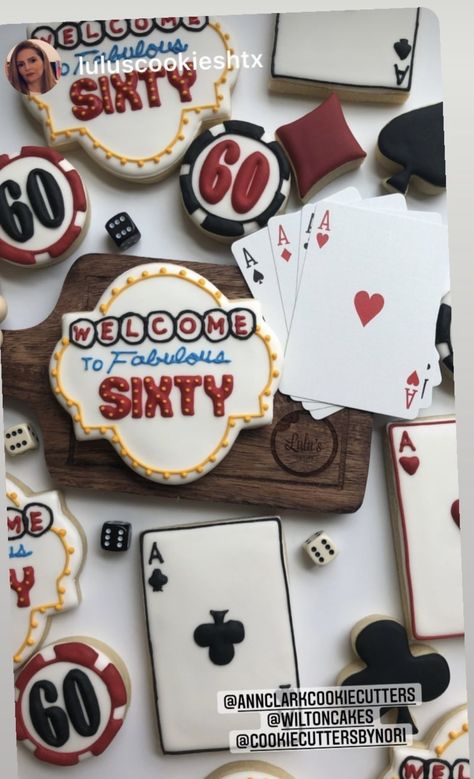 Casino Cookies Decorated, Las Vegas Birthday, Vegas Birthday, Poker Party, Cookies Decorated, Casino Chips, Casino Party, Birthday Cookies, Chip Cookies