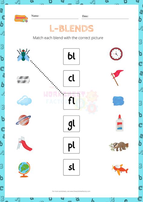 L-BLENDS - MATCHING Consonants Blends Worksheets, Blend Worksheets First Grade, Fl Blends Worksheet, L Blends Worksheets, Beginning Blends Worksheets, Urdu Notes, Kids Worksheet, L Blends, Phonics Blends