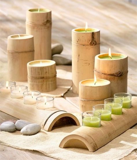 Wooden Handicrafts Decor, Wooden Products Ideas, Bamboo Uses, Open Cafe, Bamboo Candle Holder, Bamboo Planters, Bamboo Furniture Diy, Bamboo Lamps, Rustic Lights