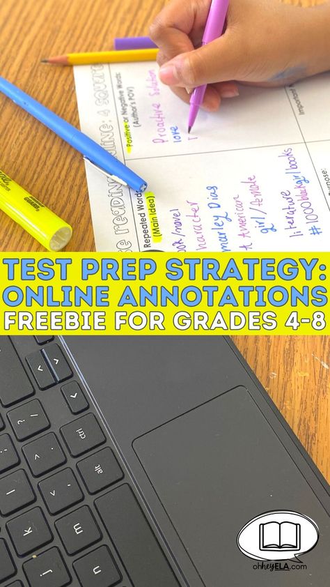 Are you looking for a strategy to help your students on the state test? This strategy changed the way my students performed on state tests by learning to annotate and close read articles on a computer screen. This is perfect for 4th, 5th, 6th, 7th, and 8th grades. Test Strategies Anchor Chart, Staar Reading Strategies 3rd Grade, Reading Test Strategies, Online Testing Strategies, Online Reading Test Strategies, Test Taking Strategies For Middle School, Multiple Choice Test Taking Strategies, Test Prep Motivation, State Testing Prep