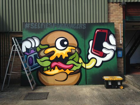 Honest Burger, School Board Decoration, Food Truck Business, Food Branding, Truck Paint, Graffiti Murals, Indian Painting, Board Decoration, Stage Design