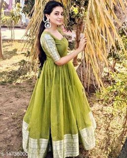 Daytime Glam, Green Silk Dress, Frocks And Gowns, Anarkali Dresses, Gown Party Wear, Long Gown Design, Frock For Women, Saree Gown, Long Gown Dress