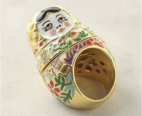 Unusual Rings, Matryoshka Doll, Russian Nesting Dolls, Unusual Jewelry, Nesting Dolls, Bling Rings, A Cat, Jewelry Inspiration, Gold Ring