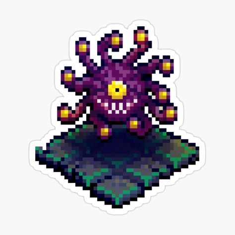 Get my art printed on awesome products. Support me at Redbubble #RBandME: https://www.redbubble.com/i/sticker/Beholder-8-Bit-Retro-Pixel-Art-by-wolfkin-design/157064092.EJUG5?asc=u Dnd Pixel Art, Pixel Art Sticker, Retro Pixel Art, Dnd Crafts, Cool Pixel Art, Kandi Patterns, Fantasy Rpg, Fantasy Games, 8 Bit