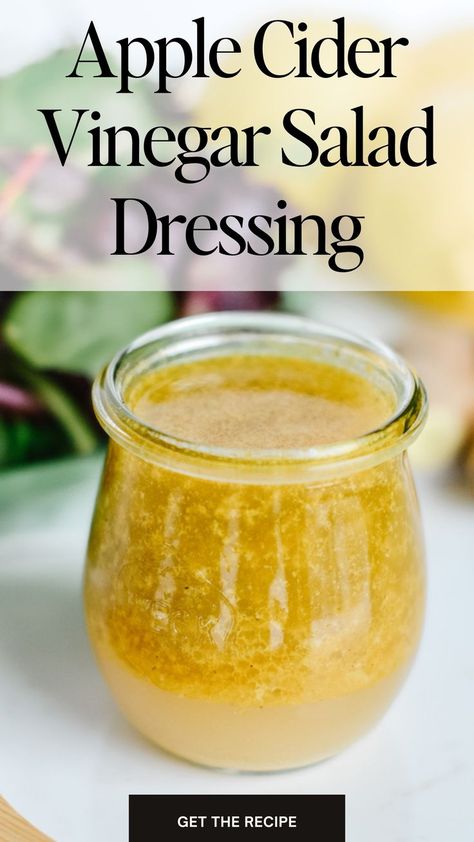 This anti-inflammatory, super-nutritious apple cider vinegar salad dressing is not only healthy, but it’s also delicious.I like to call it the Self-Care Salad Dressing because it’s so good for you!Not only is it packed with good-for-you ingredients, but it’s also super tasty. I like it tossed with a big handful of mixed baby greens and a big handful of arugula. #HomemadeSaladDressings #TangyVinaigretteIdeas #HealthySaladToppings #DressingForGreenSalads #QuickHomemadeDressings Apple Cider Vinegar Salad Dressing, Apple Cider Vinegar Salad, Apple Cider Vinegar Dressing, Cider Vinegar Dressing, Homemade Apple Cider Vinegar, Vinegar Salad, Vinegar Salad Dressing, Spring Salad Recipes, Homemade Apple Cider