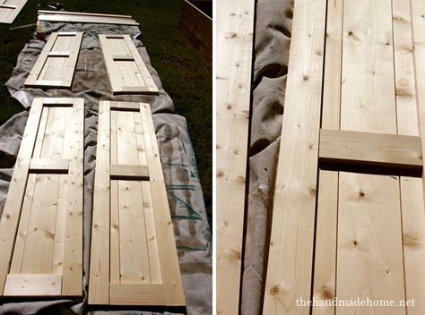 a look at handmade shutters. simple diy curb appeal at a fraction of the price. Shutters Diy, Pintu Interior, Diy Remodeling, Home Improvement Diy, Diy Curb Appeal, House Shutters, Diy Shutters, Home Remodeling Diy, Casas Coloniales