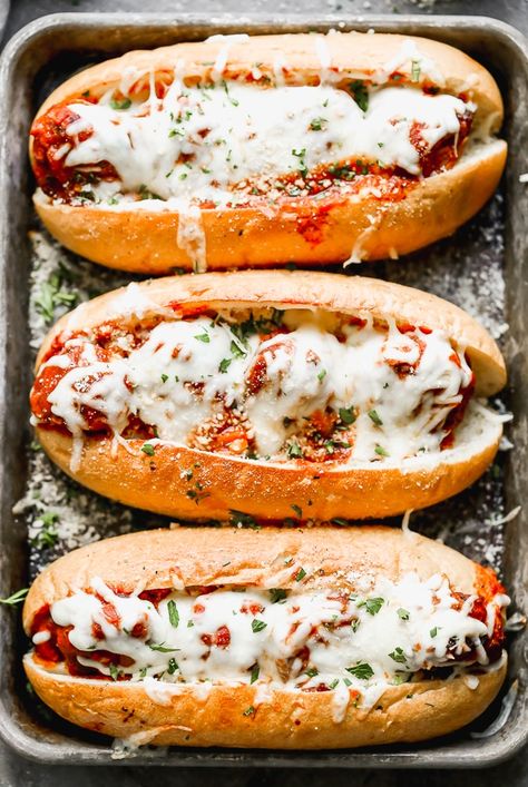 Bolognese Turkey Meatball Subs Turkey Meatball Subs, Garlic Butter Rolls, Meatballs Subs, Meatball Sub Recipe, Butter Rolls, Turkey Meatball, Meatball Sub, Butter Roll, Crispy Garlic