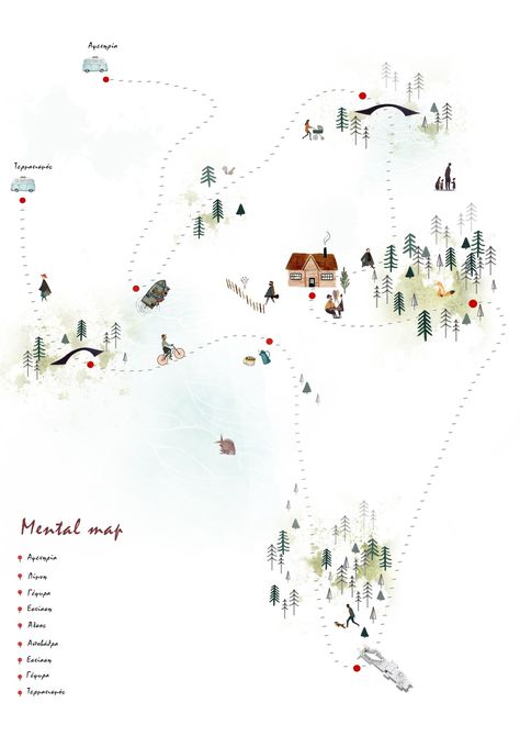 It is a map about the experience i had in Thermi ,Thessaloniki close to a lake Find me on instagram:iliana_giera_ Tourism Map Design, Mental Map Architecture, Architecture Mind Map, Map Trees, Mental Mapping, Map Architecture, Participatory Design, Maps Illustration Design, Conceptual Collage