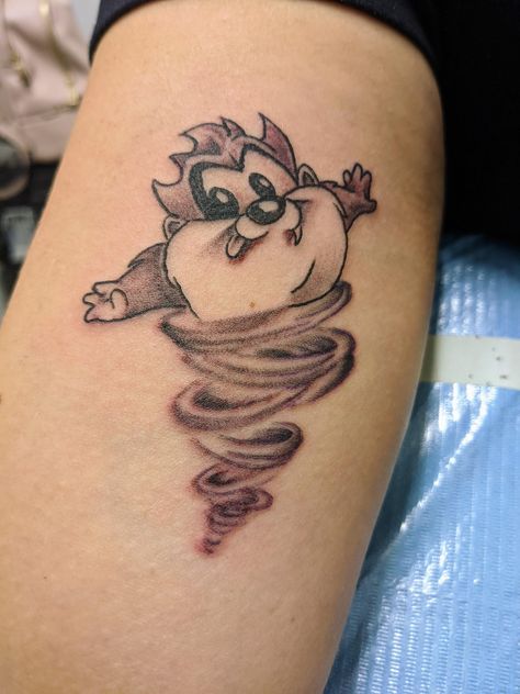 Taz Cartoon Tattoo, Tazmanian Devil Tattoo, Tasmanian Devil Tattoo, Upper Body Tattoo, Taz Tattoo, Tasmanian Devil Cartoon, Devil Cartoon, Ems Tattoos, Secret Tattoo