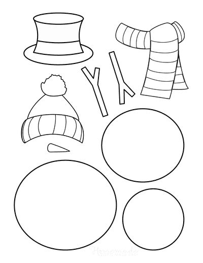 Snowman Arms Template, Snowmen Coloring Pages Free Printable, Snowman Templates Free Printable, Printable Snowman Template, Snowman Crafts Diy For Kids, Snowman Art Preschool, Snowman Printables Free Templates, Snowman Template Free Printable, Snow Man Craft