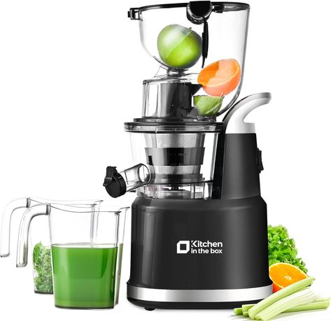 Our Kitchen in the Box Cold Press Juicer Machines feature a large 83mm feed chute, allowing you to easily juice whole and chunky fruits without the need for chopping. Additionally, the 32mm feed chute is perfect for long vegetables, providing you with versatile juicing options. Say goodbye to time-consuming preparation and enjoy the convenience of different ingredient combinations for your juices. Best Masticating Juicer, Masticating Juicer, Centrifugal Juicer, Juice Maker, Cold Press Juicer, Juicer Machine, Juice Extractor, Electric Juicer, Juice Cup