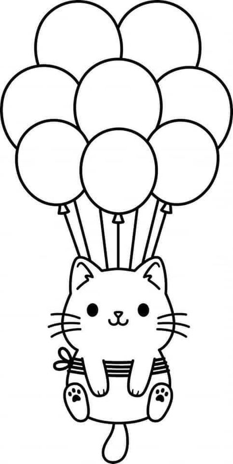 Cat Coloring Book, صفحات التلوين, Pola Kartu, White Drawing, Buku Skrap, Cat Coloring Page, Pola Sulam, Easy Coloring Pages, Cute Easy Drawings