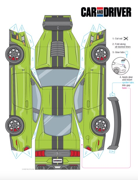 Paper Craft Car, Paper Toy Car, Mustang Shelby Gt 500, Template Papercraft, Paper Cars, Car Template, Car Papercraft, Paper Model Car, Cardboard Car