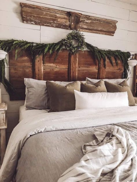 Barnwood Headboard, Glowing Tree, Farmhouse Room, Cabin Bedroom, Simple Farmhouse, Cabin Ideas, Master Bedrooms, Farmhouse Bedroom, Rustic Bedroom