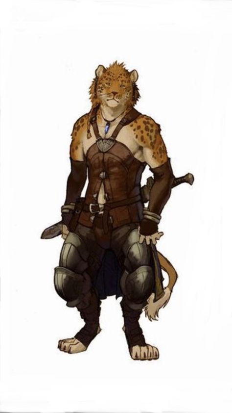 Tabaxi Barbarian, Leonin Dnd, Dnd Tabaxi, Funny Pet Costumes, Cats Artists, Fantasy Races, Fantasy Rpg, Fantasy Inspiration, Magical Creatures