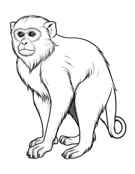 Free Printable Monkey Coloring Pages Gorilla Coloring Pages, Monkey Colouring Pages, Monkey Drawing Realistic, Drawing Of Monkey, Monkey Coloring Pages Free Printable, Monkey Sketch, Monkey Drawings, Coloring Pages Animals, Jungle Coloring Pages