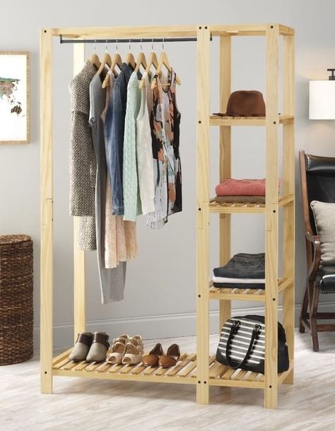 27 Storage Options That Aren't Completely Hideous Diy Kast, Pallet Wardrobe, Wood Wardrobe, Portable Closet, Clothes Hanging, Open Closet, Diy Wardrobe, Wooden Rack, Diy Closet