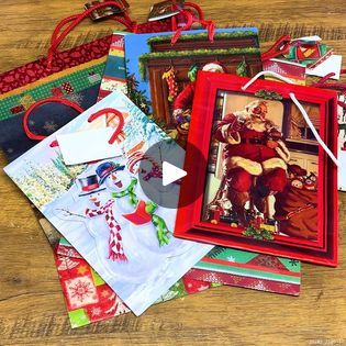 273K views · 7.2K reactions | Creative Way to Repurpose Christmas GIFT Bags | Creative Way to Repurpose Christmas GIFT Bags | By Our Upcycled Life | Facebook Recycled Christmas Gifts, Winter Diy Crafts, Paper Quilling For Beginners, Upcycled Gifts, Holiday Gift Bag, Dollar Tree Christmas, Fun Christmas Crafts, Diy Picture Frames, Holiday Bag