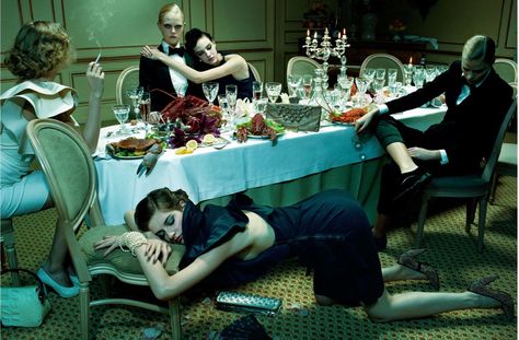 Dinner Fashion, Miles Aldridge, Jiminy Cricket, Party Photoshoot, Kathy Van Zeeland, Contemporary Photographers, Last Supper, Vogue Italia, Fantasy Fashion