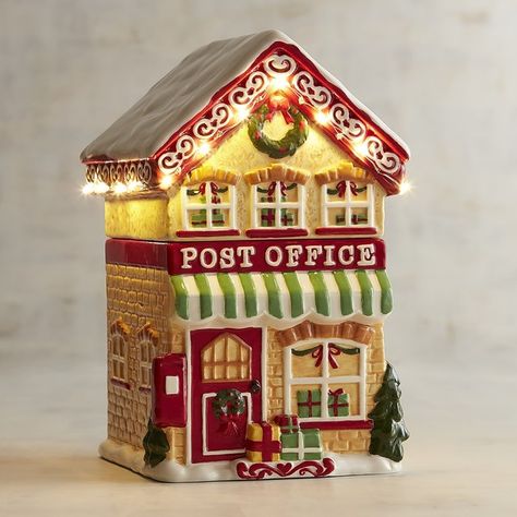 Pier 1 Imports LED Christmas Village Post Office Cookie Jar (2,595 INR) ❤ liked on Polyvore featuring home, kitchen & dining, food storage containers, christmas biscuit tins, pier 1 imports, christmas cookie tins, ceramic cookie jar and christmas cookie boxes Collectible Cookie Jars, Christmas Cookie Jars, Gingerbread Village, Christmas Pots, Ceramic Cookie Jar, Cookie Time, Christmas Gingerbread House, Christmas Jars, Vintage Cookies