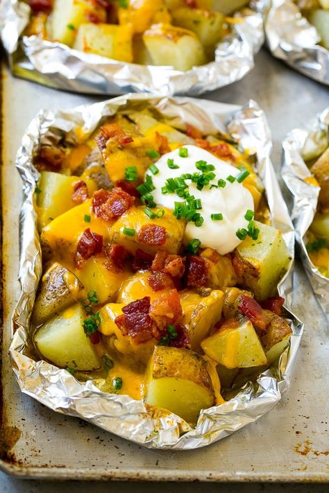 Grilled Potatoes With Cheese, Potatoes Foil Packet For The Grill, Bbq Foil Packets For The Grill, Ranch Butter, Grilled Potatoes In Foil, Potatoes Ideas, Foil Potatoes On Grill, Foil Potatoes, Loaded Potatoes