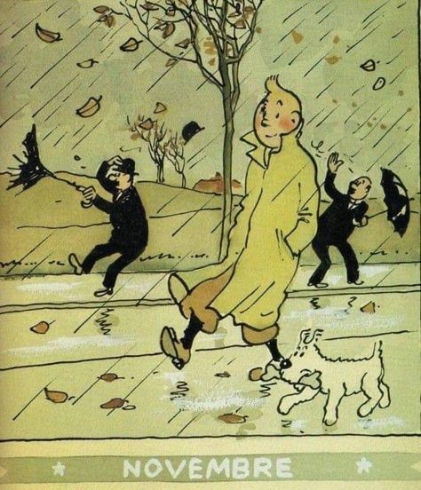 Herge Tintin, Welcome November, Marjolein Bastin, Good Cartoons, Fox Terrier, Hayao Miyazaki, A Rainy Day, Vintage Comics, Childrens Illustrations