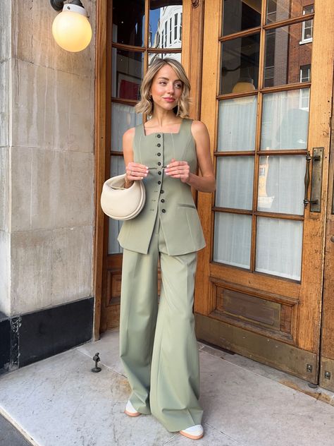 Green button up longline waistcoat curated on LTK The Haircut, Summer Inspo, Trending Haircuts, Green Button, Vest Outfits, Spring Style, Clothing Ideas, In Summer, Long A Line