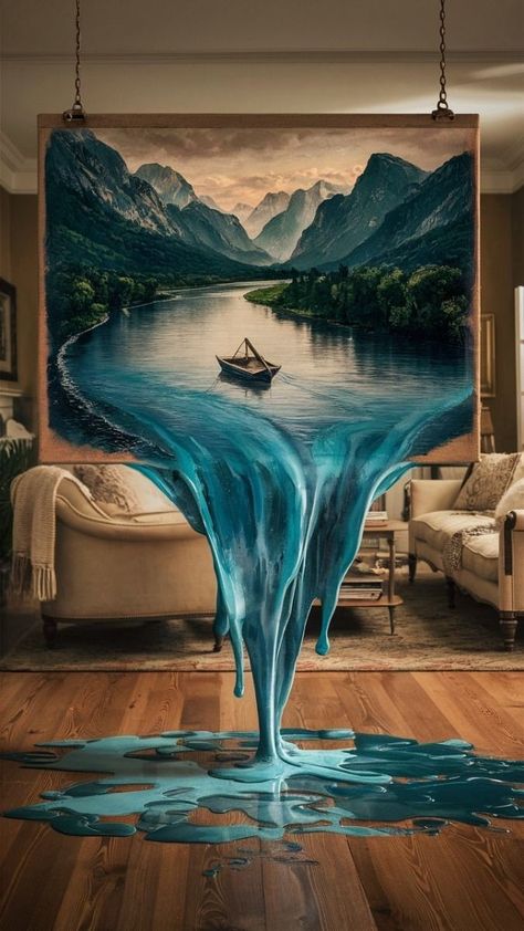 Water Surrealism Art, Imagination Artwork, Spill Art, Water Spill, Merging Art, Surreal Art Painting, Surreal Beauty, Job Change, Surreal World