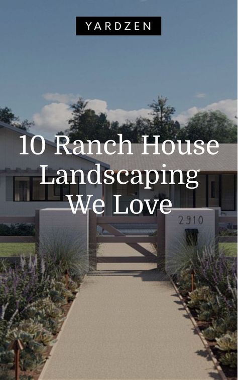 Landscape Ideas Front Yard Ranch, Modern Ranch Style Homes Exterior, Landscape Ideas Architecture, Ranch Home Landscaping, Ranch Landscaping Ideas, Ranch Style House Exterior, Ranch Exterior Remodel, Ranch House Landscaping, Mid Century Ranch House