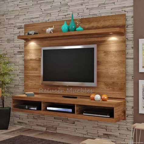 modular panel flotante tv led lcd rack organizador oferta Tv Wall Panel, Lcd Panel Design, Tv Fal, Tv Unit Decor, Tv Unit Furniture Design, Modern Tv Wall Units, Suport Tv, Tv Unit Interior Design, Modern Tv Units