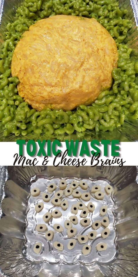 Green Mac N Cheese Halloween, Toxic Waste Mac And Cheese, Green Mac And Cheese, Crockpot Mac And Cheese, Toxic Waste, Homemade Lunch, Fun Halloween Food, Olive Relish, Lunch Recipes Healthy