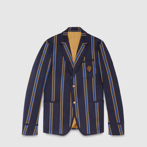 Gucci New Palma regimental stripe jacket Regimental Stripe, Striped Jacket, Men's Wear, Clothing Ideas, Italian Design, Women's Blazer, Mens Jackets, Ready To Wear, Stripes