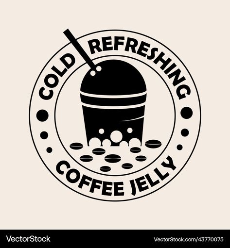 Coffee Jelly Logo Design, Jelly Design, Japanese Chocolate, Coffee Jelly, Coffee Label, Cold Dishes, Coffee Logo, Name Ideas, Black And White Background