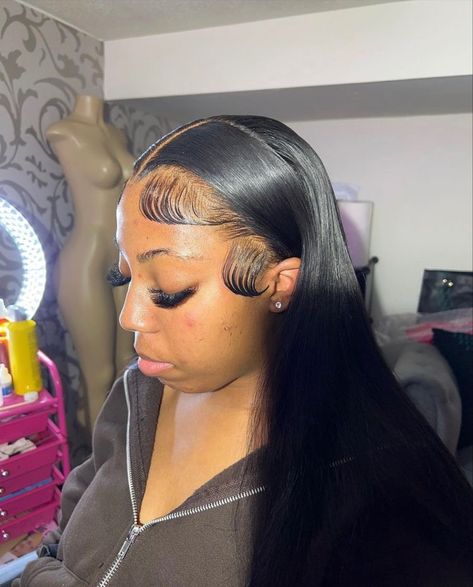 Wig Edges Ideas Middle Part, Buss Down Middle Part Wig, 30inch Bussdown, Middle Part Buss Down, Middle Part Wig Install, 30 Inch Bussdown Middle Part, Bussdown Middle Part, Wig Installs, Blonde Highlights On Dark Hair