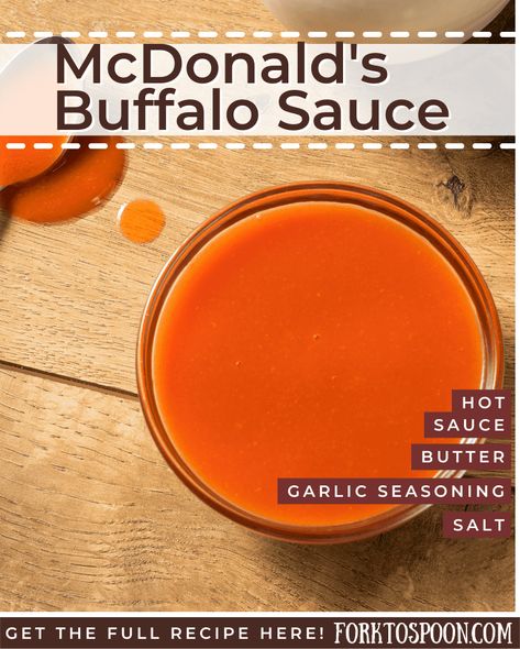 Spicy Buffalo Sauce, Mcdonalds Recipes, Buffalo Sauce Recipe, Jalapeno Sauce, Homemade Buffalo Sauce, French Fries Recipe, Tangy Bbq Sauce, Homemade Cookbook, Garlic Seasoning