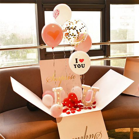 Birthday Surprise For Wife, Birthday Surprise For Husband, Surprise Birthday Decorations, Balloon Surprise, Anniversary Surprise, Balloon Box, Surprise Box Gift, Balloon Gift, Apollo Box