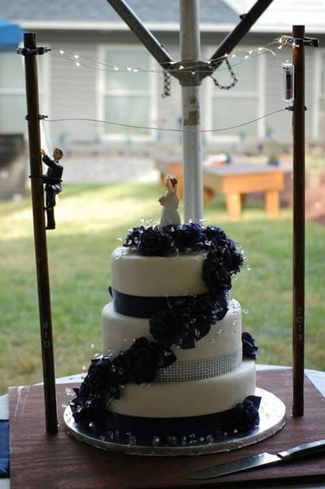 Lineman inspired wedding cake! Lineman Love, Wedding Food Stations, Wedding Planning Binder, Chic Bridal Showers, Wedding Day Inspiration, Wedding Theme Colors, Marrying My Best Friend, Vintage Wedding Invitations, Grooms Cake