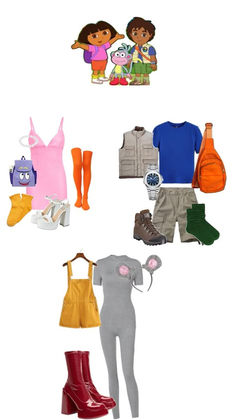 3 Person Costume, Dora Halloween Costume, Dora Costume, Dora And Boots, Monster High Halloween Costumes, Dora Boots, Monster High Halloween, Matching Halloween Costumes, Couples Halloween Outfits