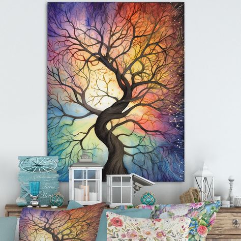 This beautiful "Majestic Tree Symphony In The Sky" Canvas Art is printed using the highest quality fade resistant ink on canvas. Every one of our Landscapes Wall art is printed on premium quality cotton canvas. Family Tree Wall Art, Canvas Inspiration, Majestic Tree, Sunset Painting Acrylic, Acrylic Painting Diy, Tree Of Life Art, Spray Paint Art, Sky Landscape, Empty Room