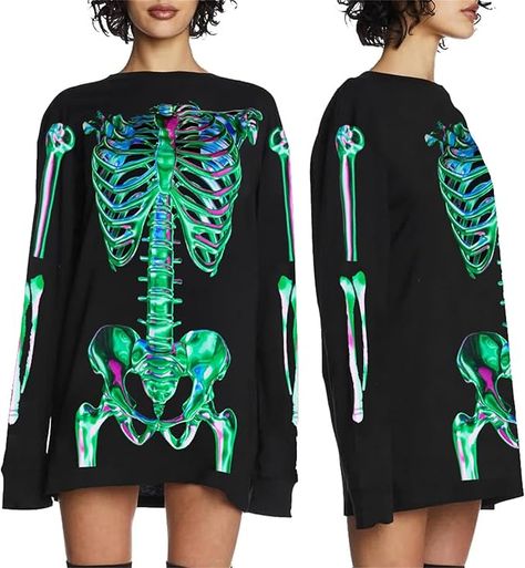 Multi colored oversized skeleton sweater perfect for Halloween or any time of the year if you are cool like that. Halloween Emo Long Sleeve Sweatshirt, Halloween Long Sleeve Emo Sweatshirt, Oversized Punk Halloween Sweatshirt, Halloween Crew Neck Sweater With Skull Print, Skull Sweater, Gothic Tops, Halloween Long Sleeve T-shirt With Skull Print, Cute Skeleton, Halloween Long Sleeve